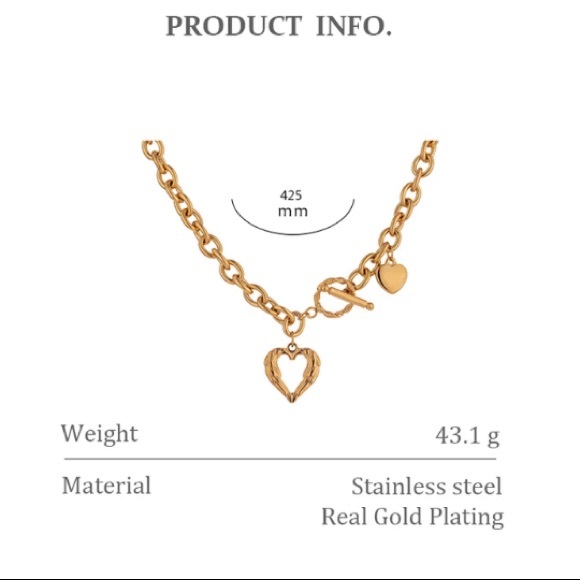 💛18K gold plated heart ❤️ statement necklace - Picture 3 of 5